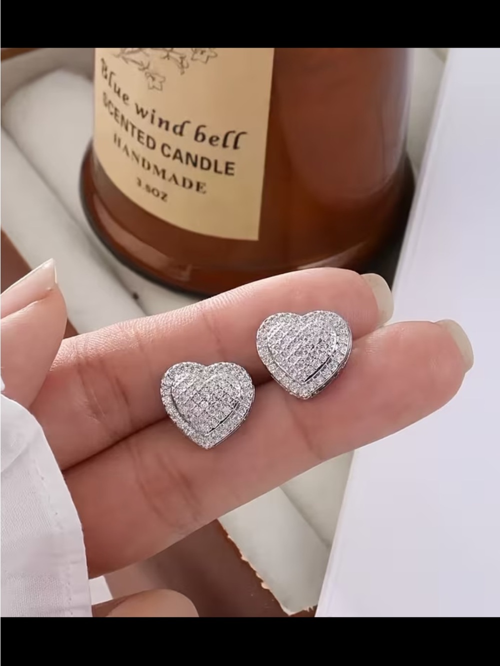 Sterling Silver Pavé Heart Stud Earrings - Silver